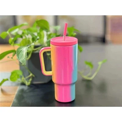 Vidrio de 40 onzas con mango y paja